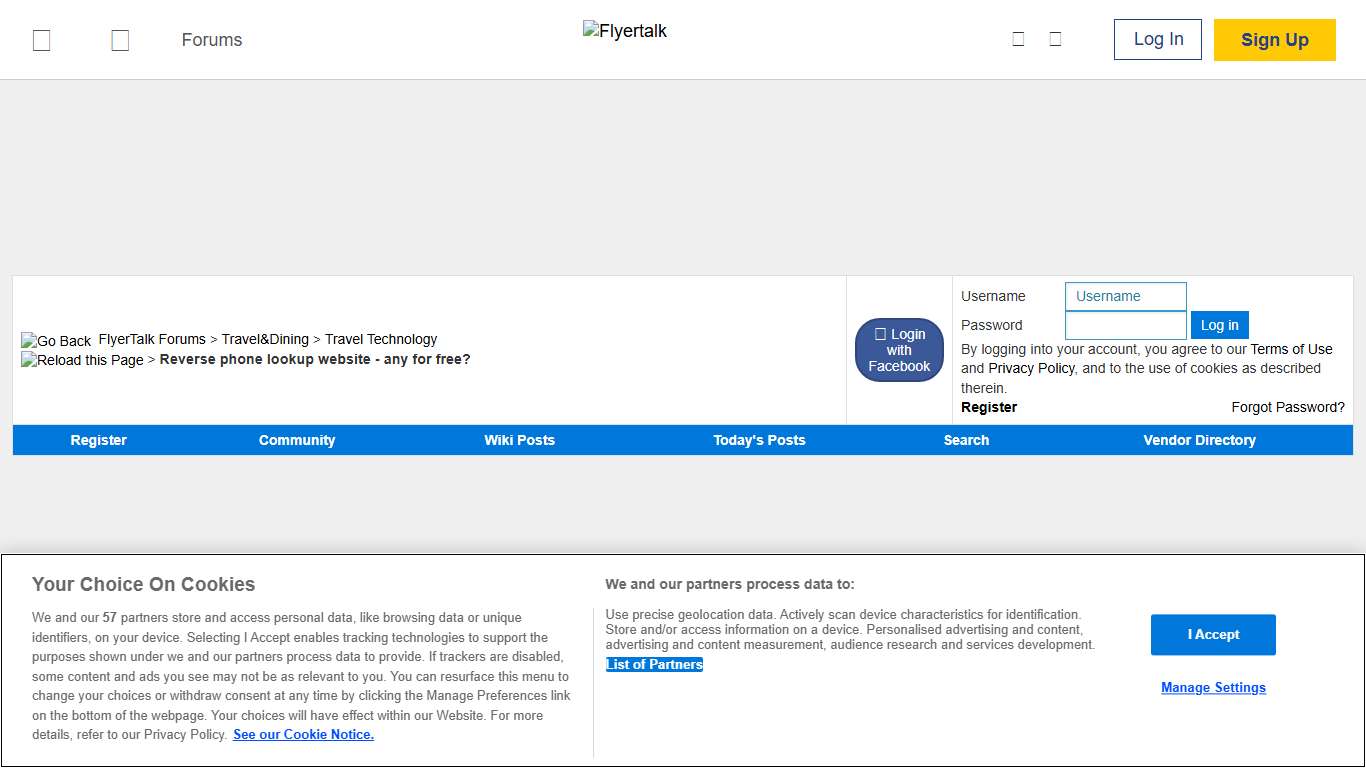 Reverse phone lookup website - any for free? - FlyerTalk Forums